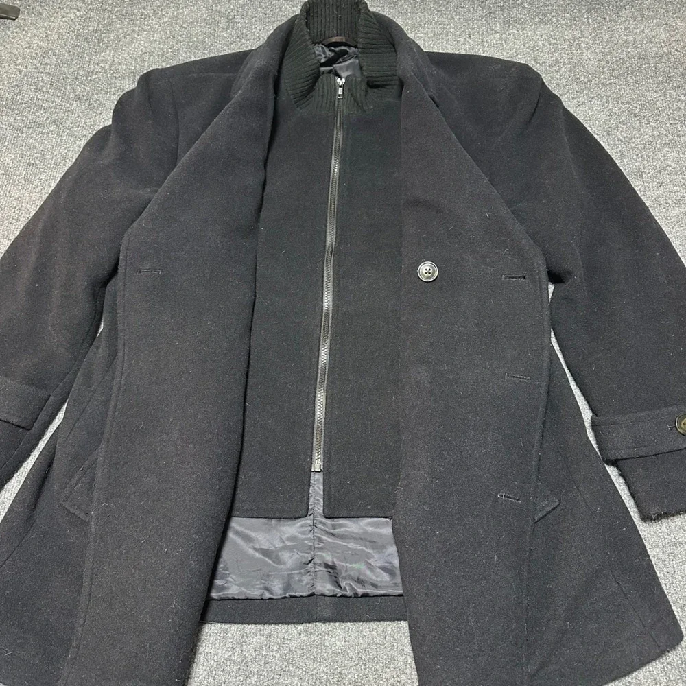 Lauren Ralph Lauren Mens Black Wool Blend Pea Coat Bib 44R RN 90736